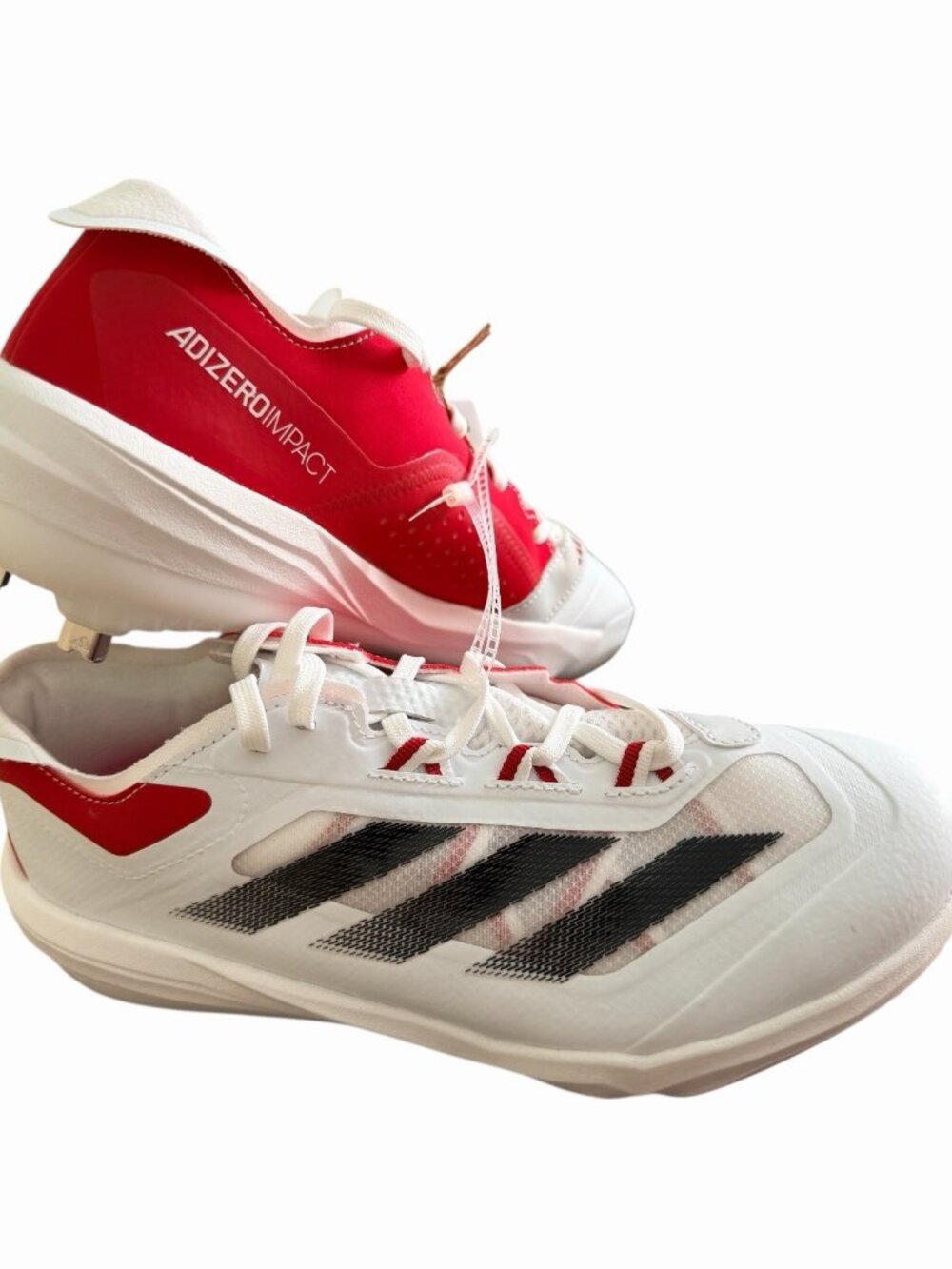 Mens Adidas Adizero Impact BSB Metal Baseball Cleats Size 7.5 IF8500 WHITE/RED